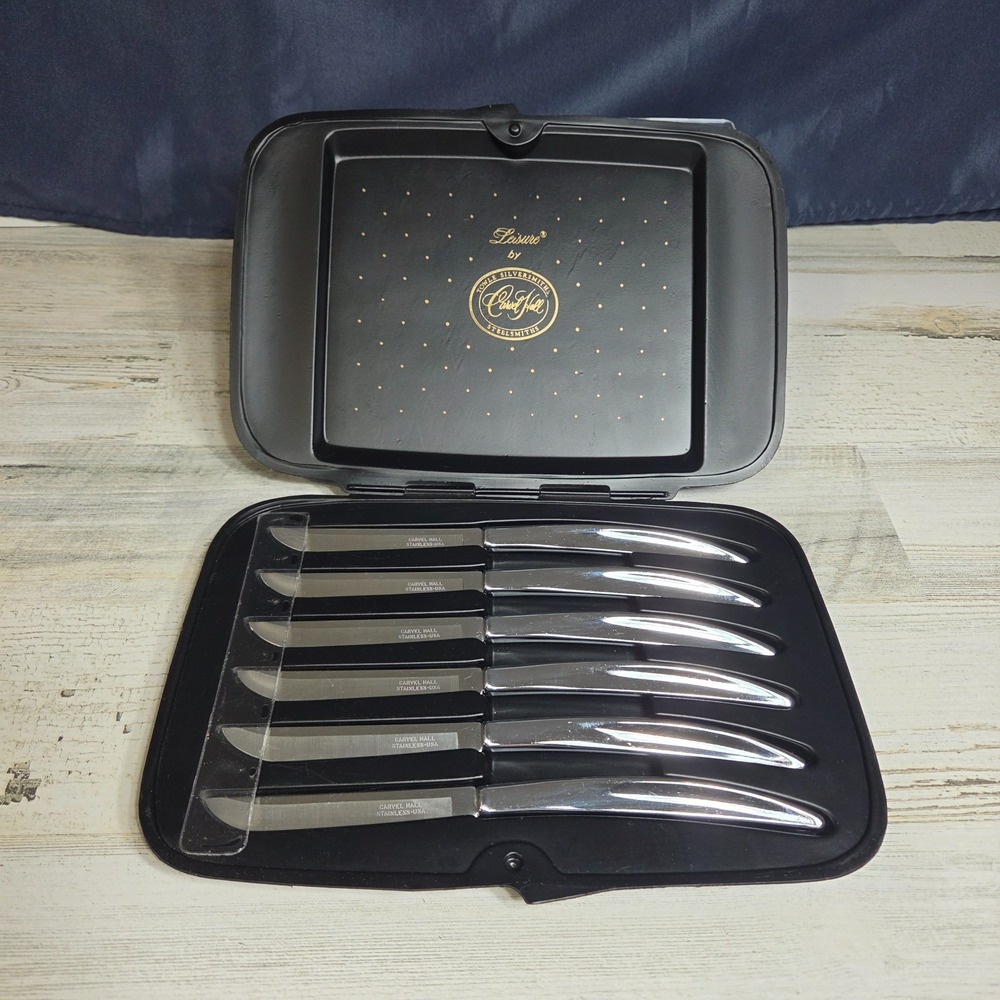 Vtg Carvel Hall Leisure Steak Knives Set of 6 Stainless steel USA MCM NOS